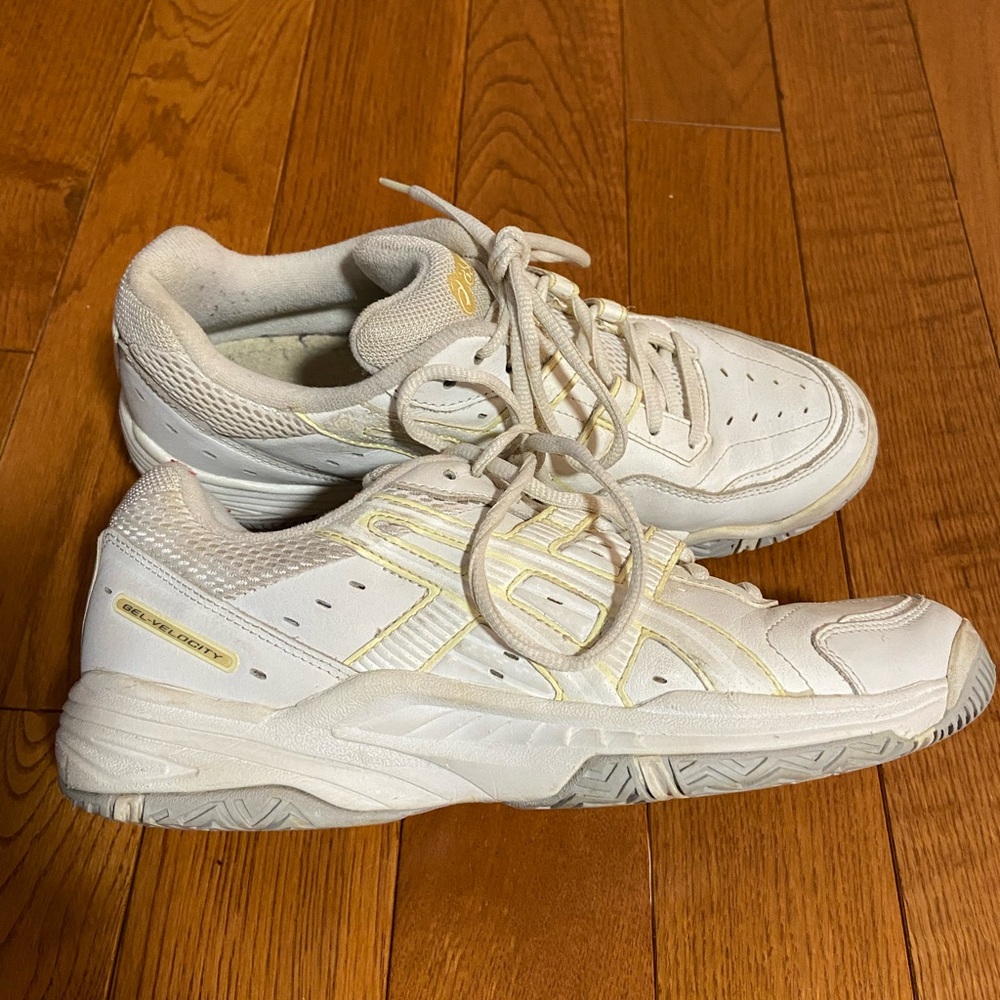 Asics White and Cream Athletic Shoes